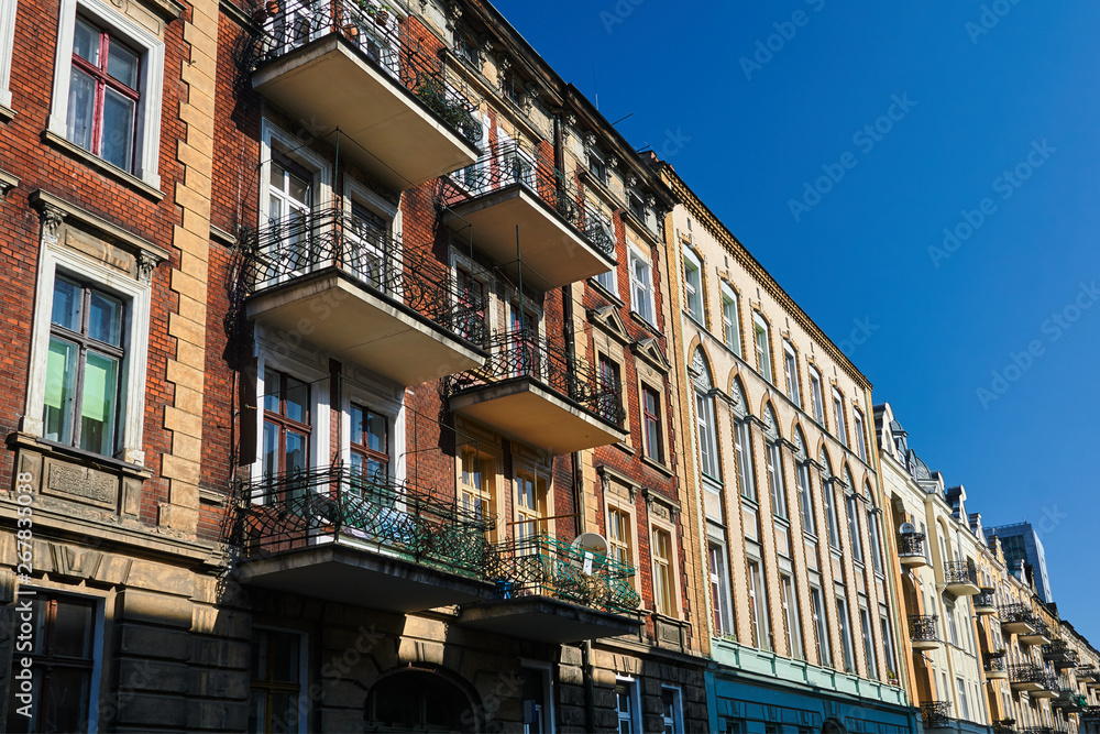 Art Nouveau facade of the buildings  in Poznan.