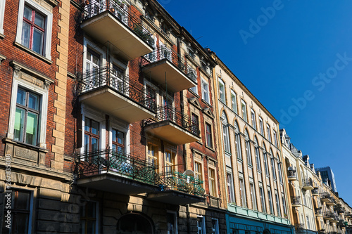 Art Nouveau facade of the buildings  in Poznan. © GKor