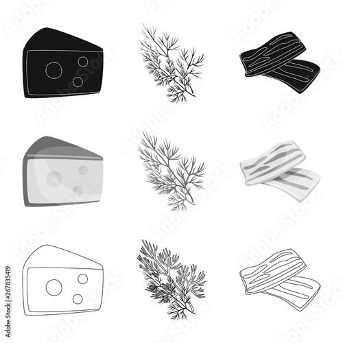 Isolated object of taste and product sign. Set of taste and cooking stock vector illustration.