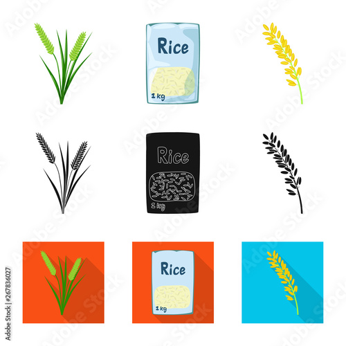 Isolated object of crop and ecological logo. Set of crop and cooking stock symbol for web.