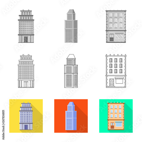 Vector design of municipal and center icon. Collection of municipal and estate   vector icon for stock.