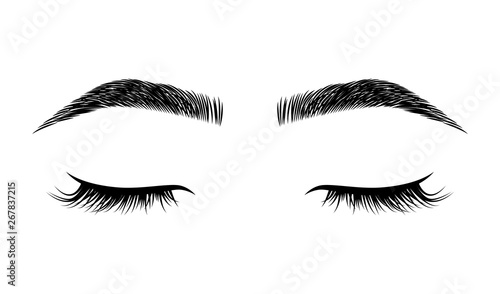 Eyelashes and eyebrows vector logo for beauty studio