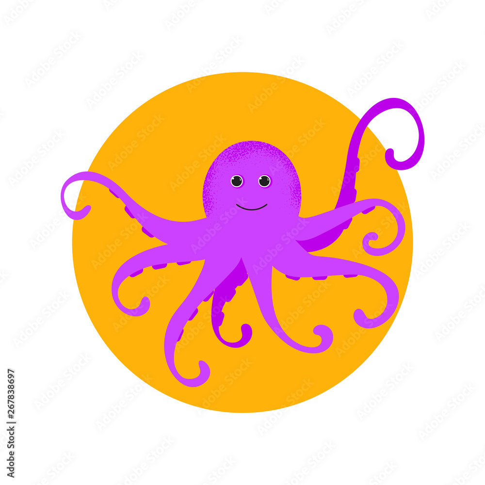 Isolated Cute cartoon protop purple octopus drawing. Stock Vector | Adobe  Stock