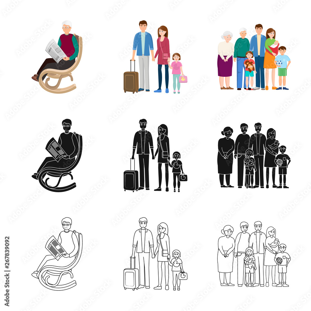 Isolated object of character and avatar logo. Set of character and portrait stock symbol for web. Isolated object of character and avatar logo. Set of character and portrait stock symbol for web.