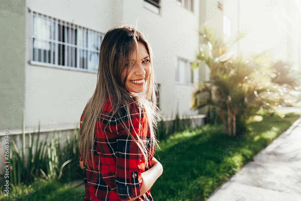 Portrait of beautiful young woman in the city Portrait of beautiful young woman in the city