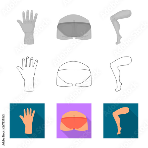 Vector illustration of body and part logo. Set of body and anatomy stock vector illustration.