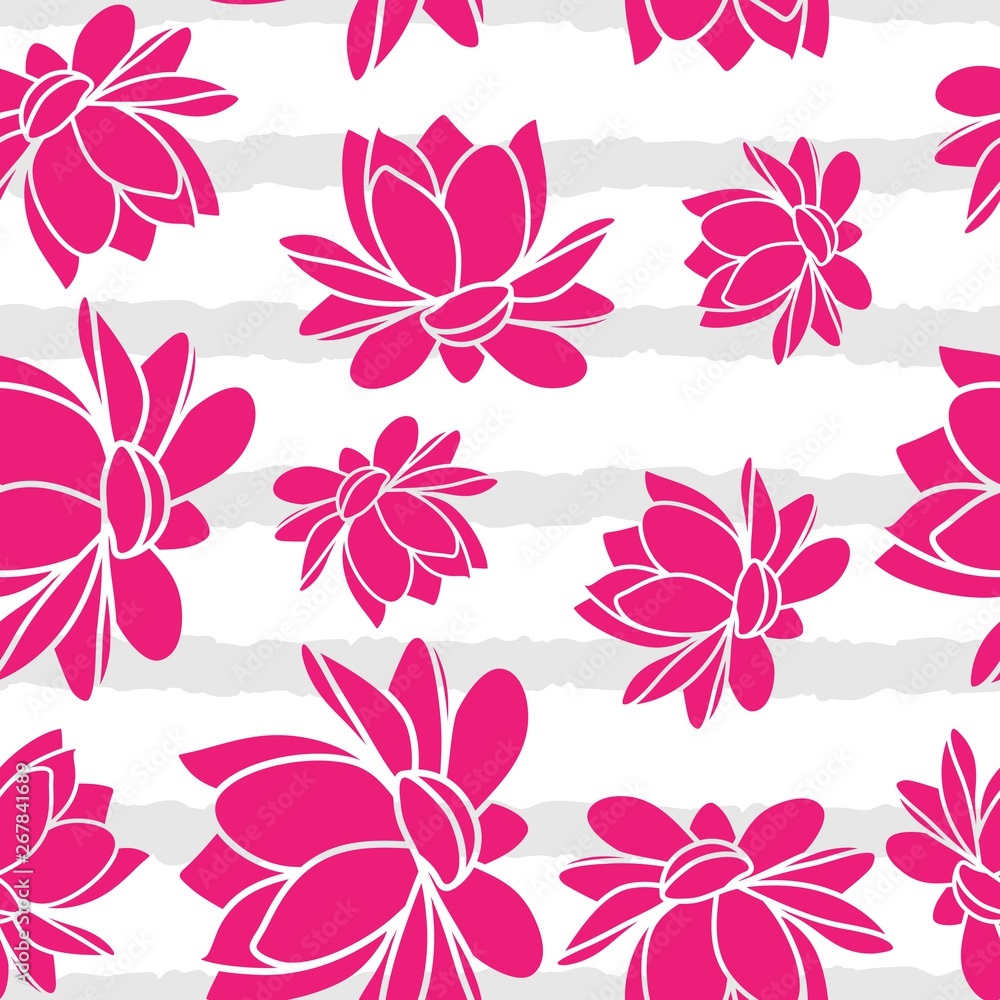 Lotus flower seamless vector pattern