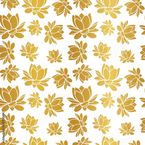 Lotus flower seamless vector pattern