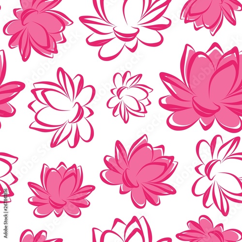 Lotus flower seamless vector pattern