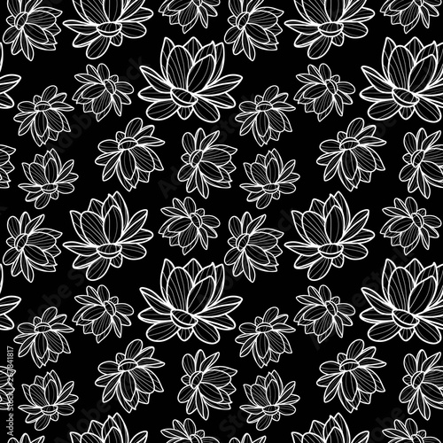 Lotus flower seamless vector pattern