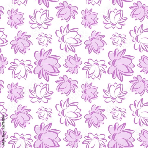 Lotus flower seamless vector pattern