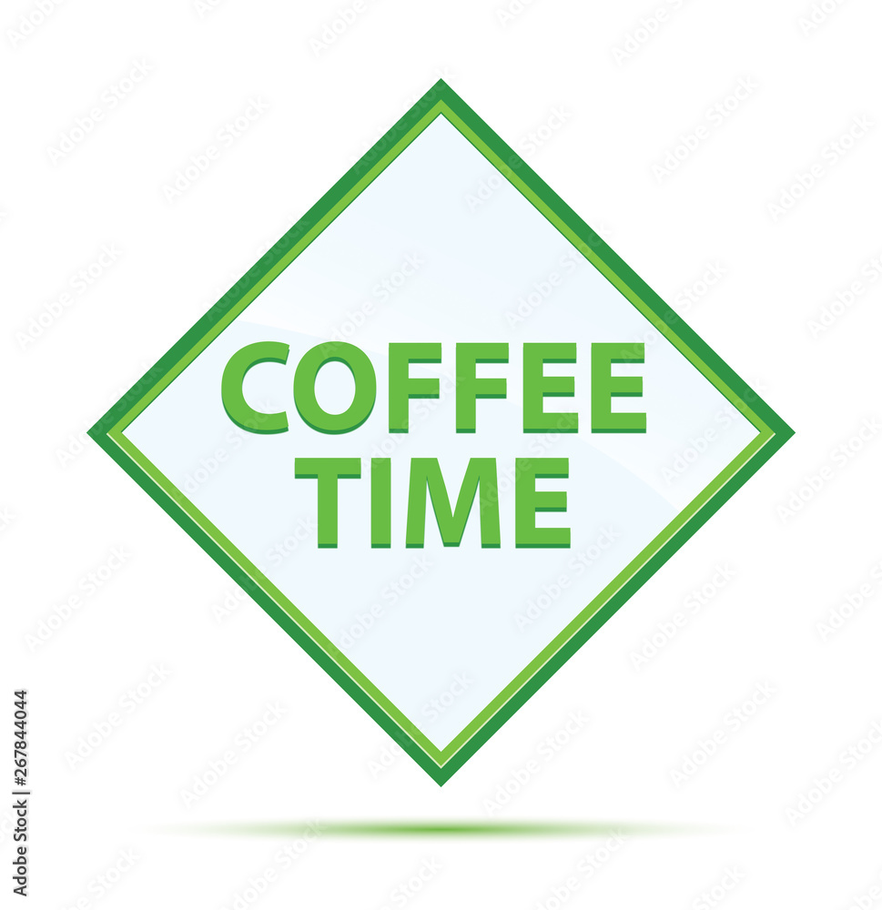 Coffee Time modern abstract green diamond button Coffee Time modern abstract green diamond button