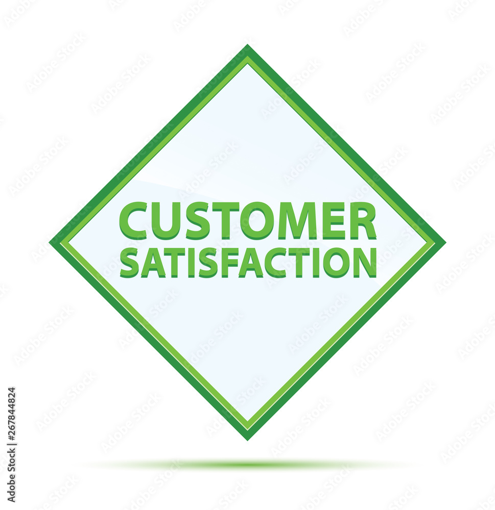 Customer Satisfaction modern abstract green diamond button