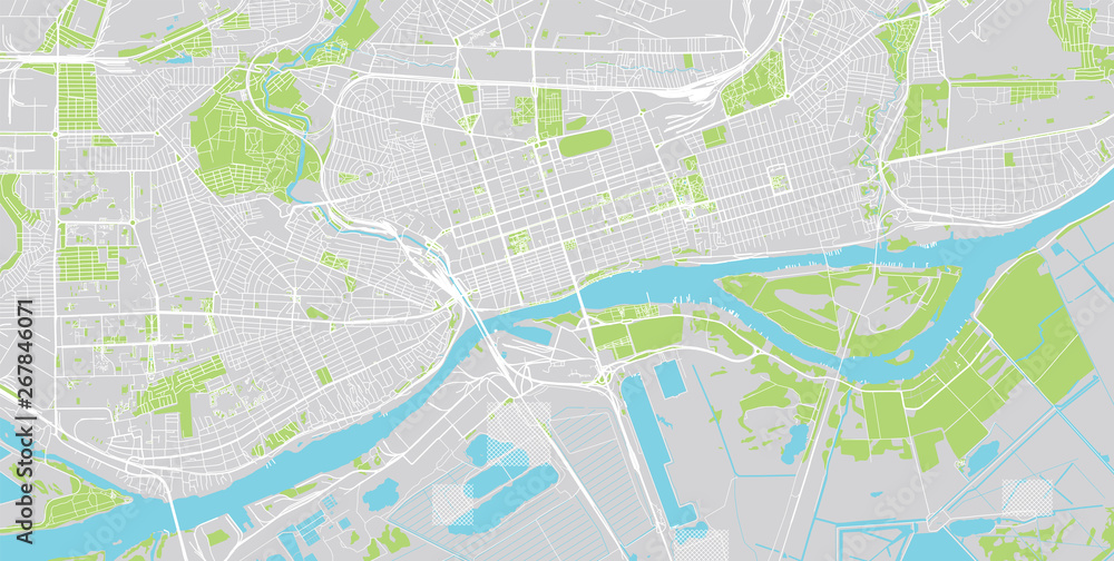 Urban vector city map of Rostov-on-Don, Russia