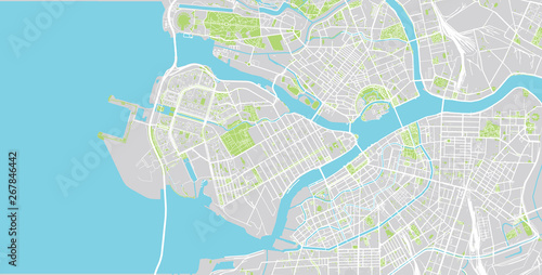 Urban vector city map of St Petersburg, Russia