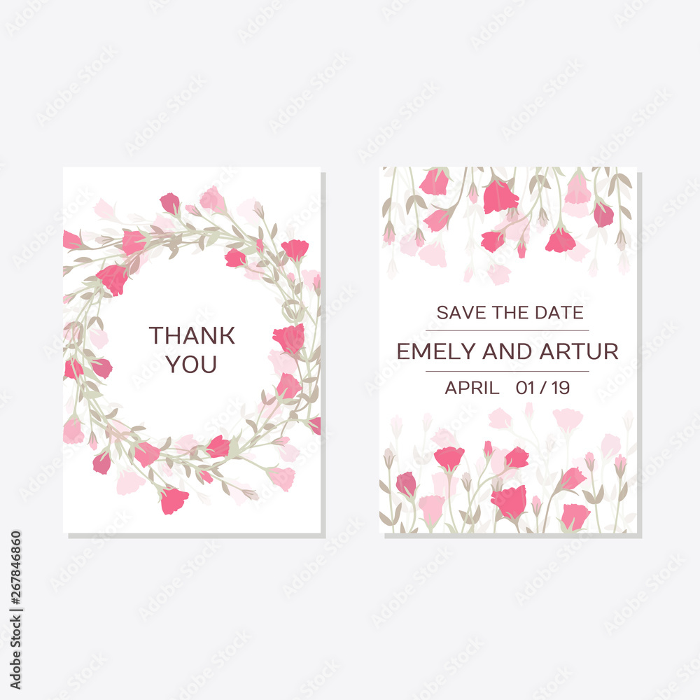 Romantic tender floral design for wedding invitation