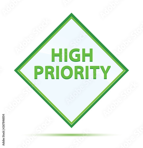 High Priority modern abstract green diamond button