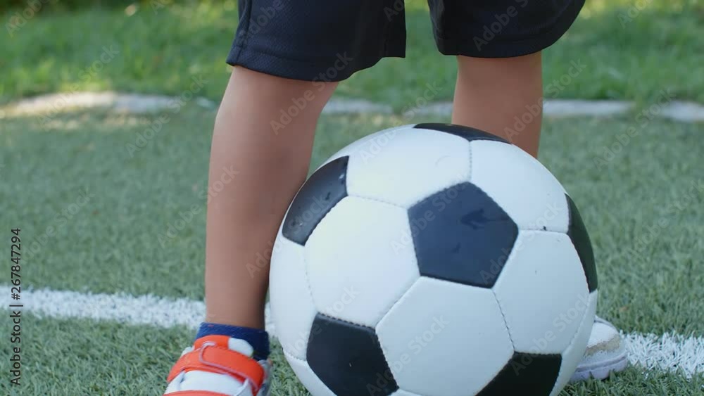 Portrait of a little boy footballer soccer player, 4k Portrait of a little boy footballer soccer player, 4k