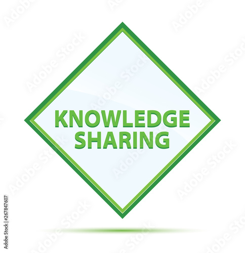 Knowledge Sharing modern abstract green diamond button
