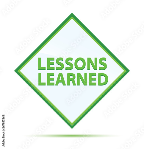 Lessons Learned modern abstract green diamond button