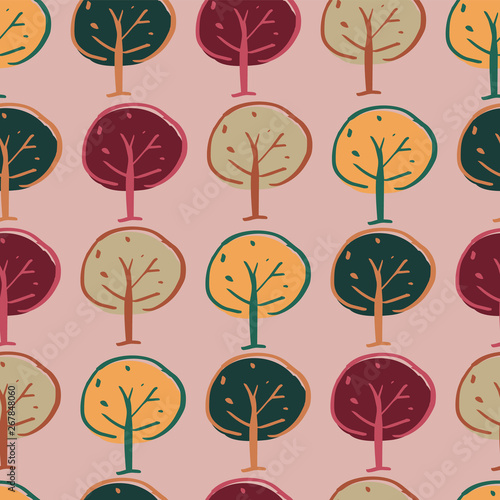 trees woodland seamless repeat pattern design