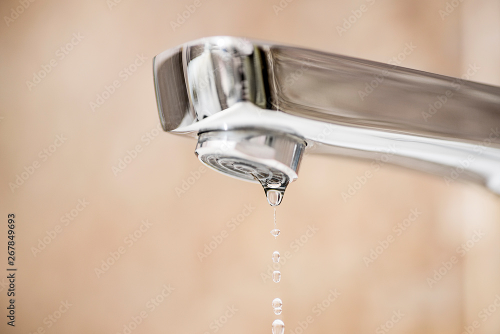 Water tap and drops of water. Water tap with dripping waterdrop. Water leaking, saving Water tap and drops of water. Water tap with dripping waterdrop. Water leaking, saving