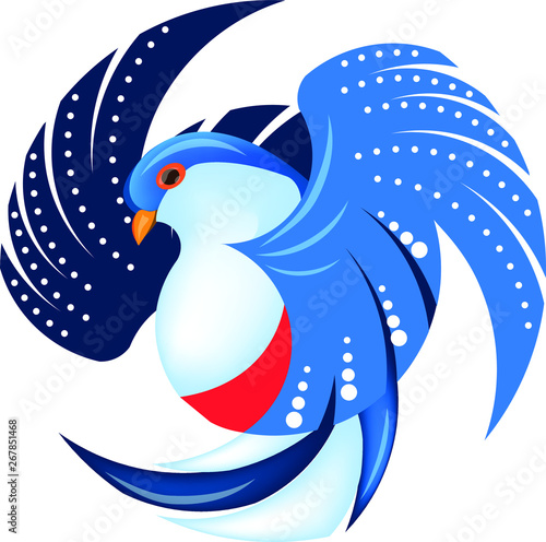 Vector image of an exotic bird. National symbol of the country. Depicted as an emblem	