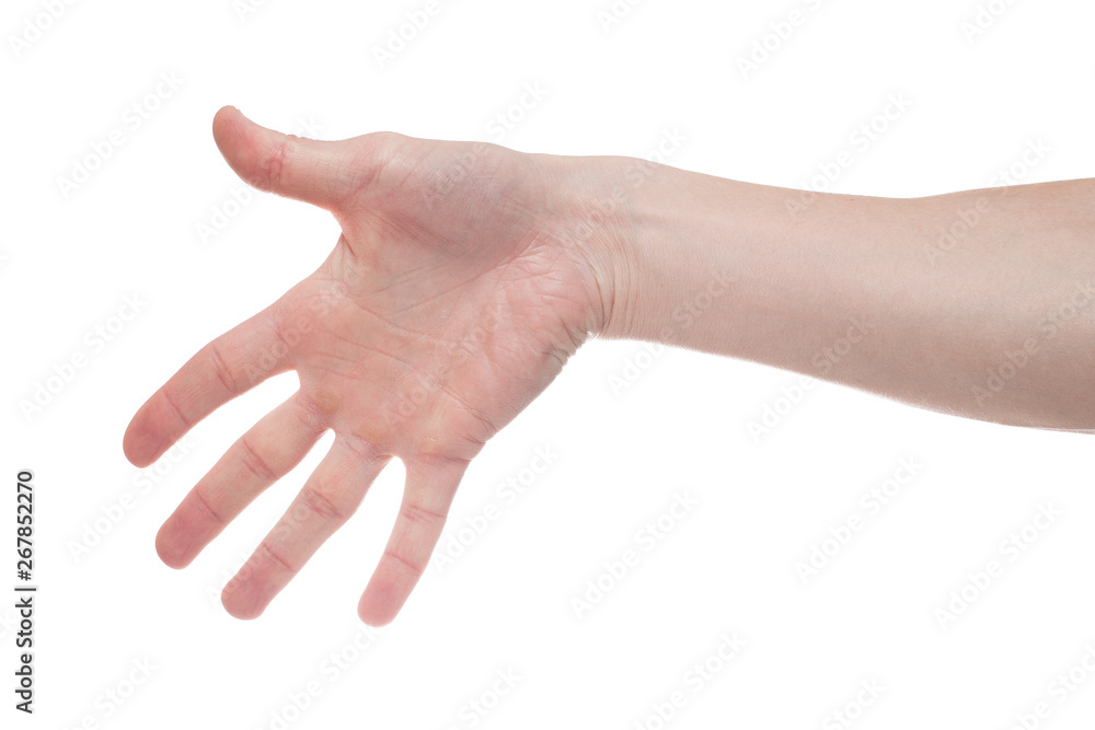 Man showing number five on white background Man showing number five on white background