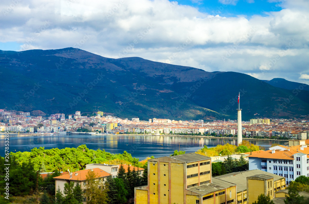 Beautiful aerial view of Gemlik, Bursa, Turkey