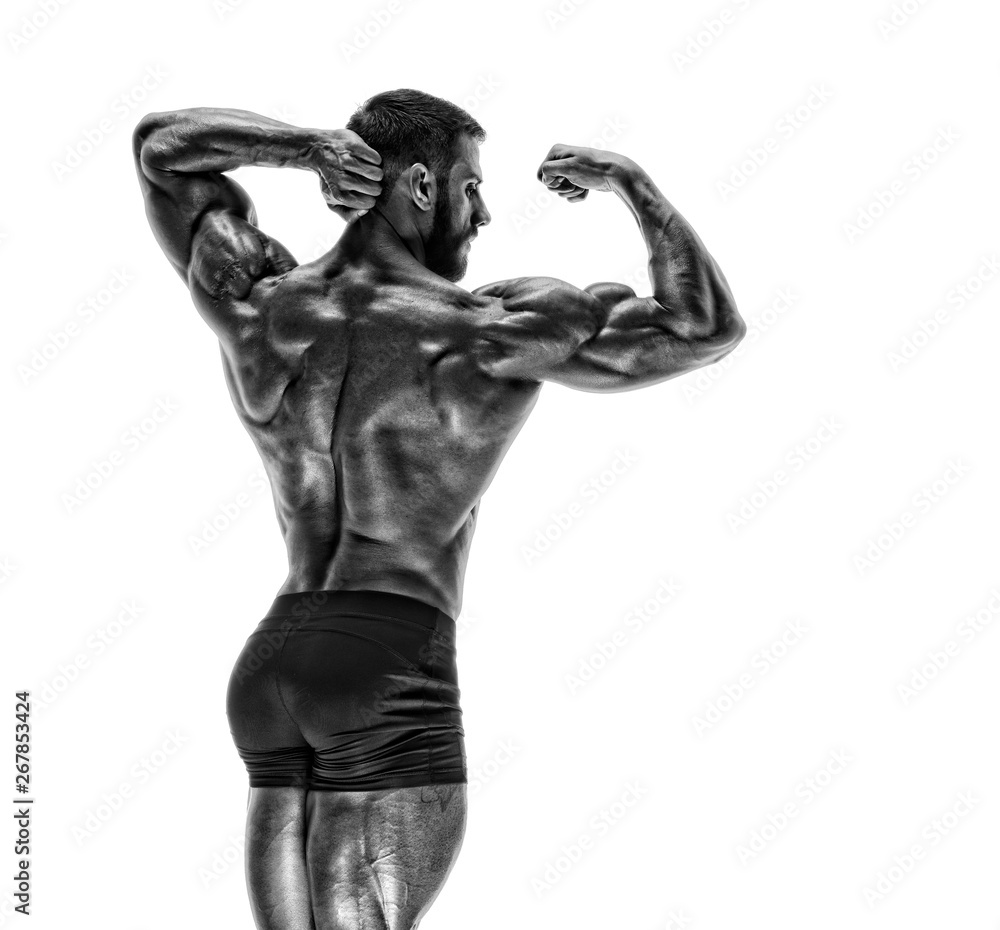 Muscular Men Flexing Muscles. Black and White Image Muscular Men Flexing Muscles. Black and White Image