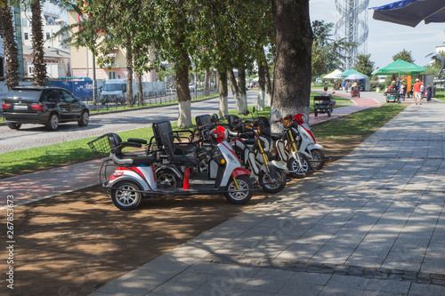 Electric tricycle scooters for rent on Batumi New Boulevard