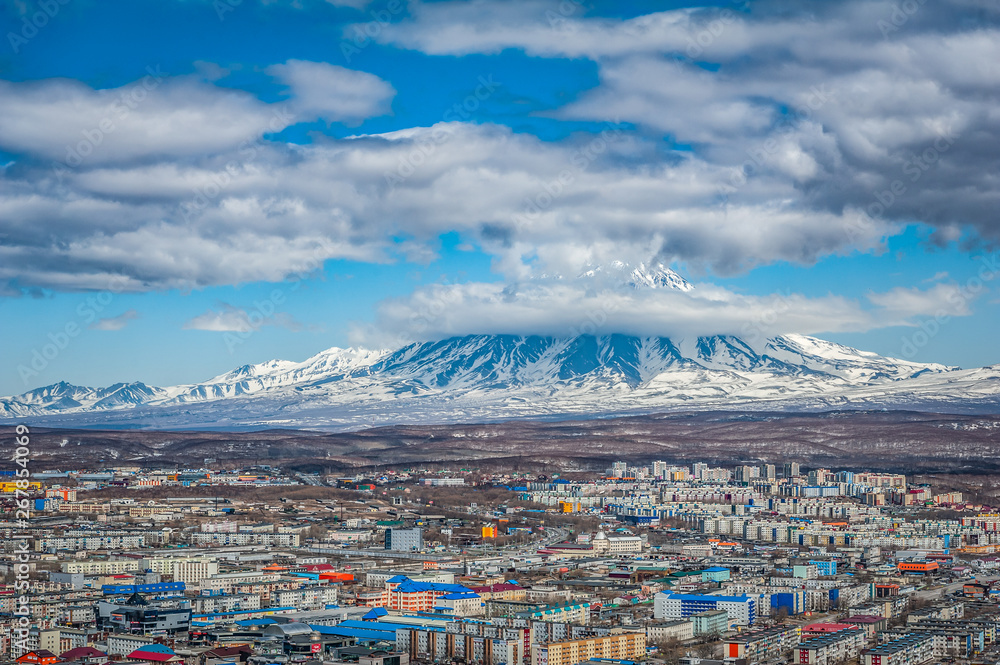 Obraz premium city view sky mountain vulcan vulcano