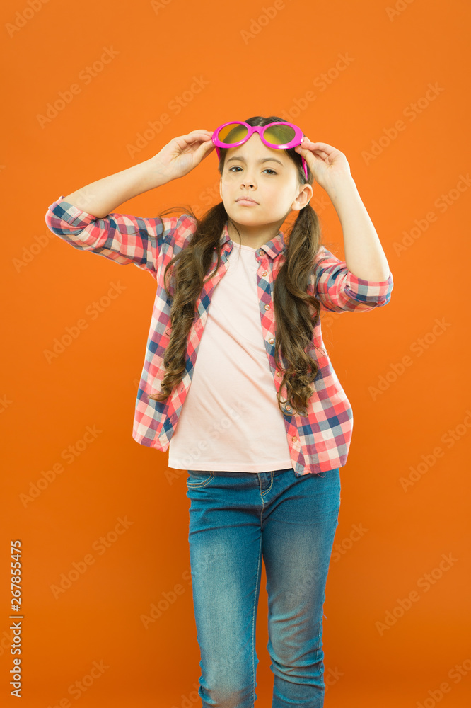 Eyesight and eye health. Improve eyesight. Girl wear eyeglasses. Ultraviolet protection crucial while polarization more preference. Optics and eyesight treatment. Child happy with good eyesight Eyesight and eye health. Improve eyesight. Girl wear eyeglasses. Ultraviolet protection crucial while polarization more preference. Optics and eyesight treatment. Child happy with good eyesight
