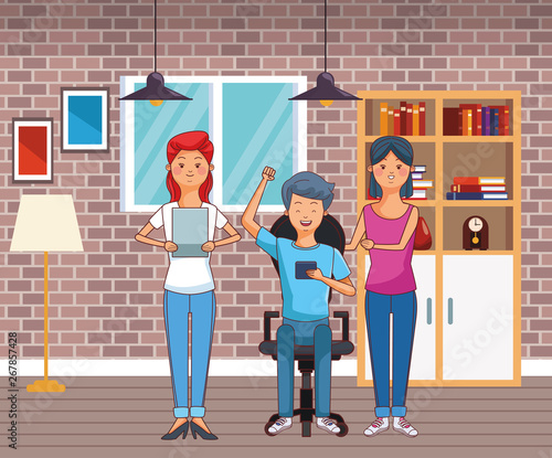 young casual people cartoon