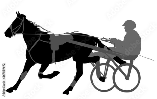 horse and jockey harness racing silhouette