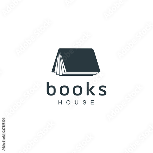 bookstore logo, on-line school education emblem vector illustration