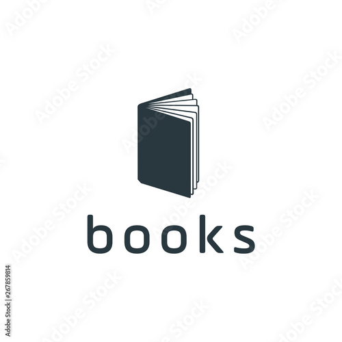 bookstore logo, on-line school education emblem vector illustration