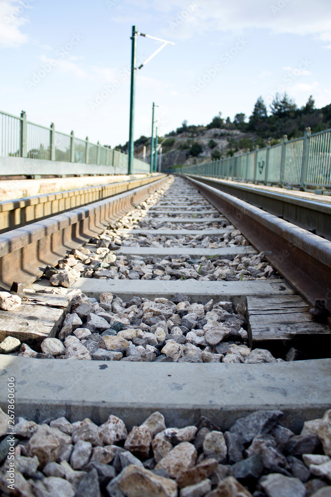 Fototapeta premium Background nature railway. Close up.