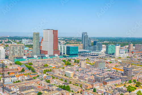 Aerial view of Skyscrapers in the Hague, Netherlands photo