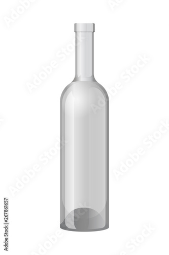 Realistic empty bottle of water, wine, vodka. 3D design template. Isolated vector illustration