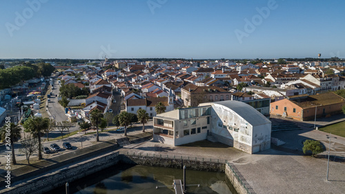 Aerial view of Salvaterra de Magos, in Santarem, Ribatejo, Portugal. Drone Photo.