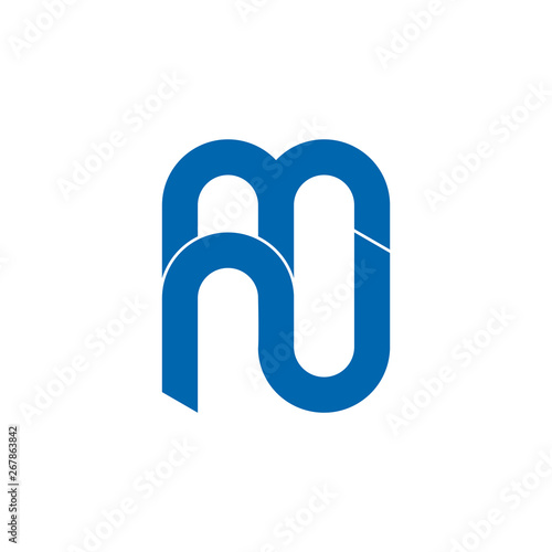 letter mn simple curves linked logo vector