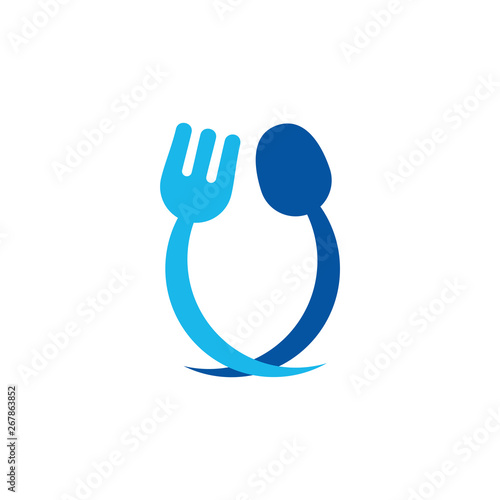 linked spoon fork symbol decoration vector
