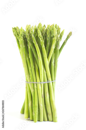 Fresh asparagus on white background.