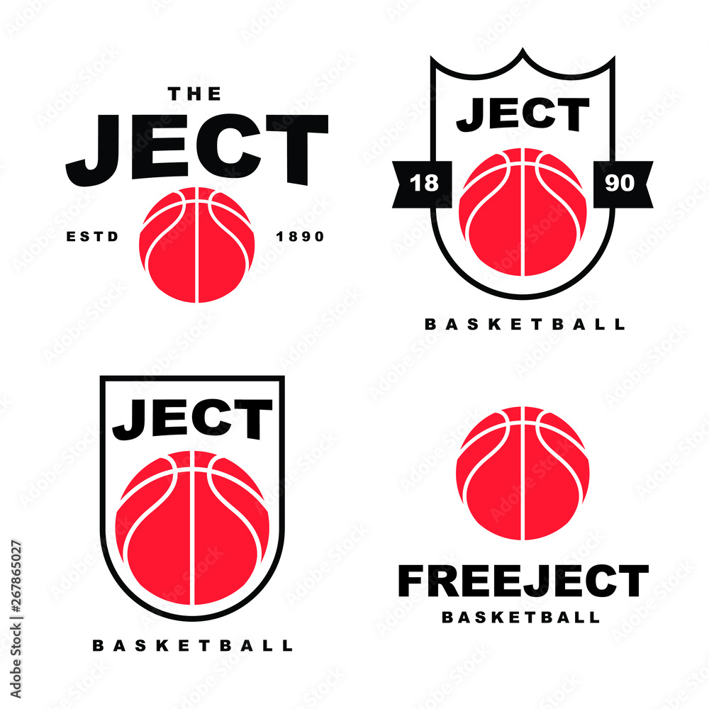 set of badges with flag of vector illustration, Minimalist Basketball logo design set of badges with flag of vector illustration, Minimalist Basketball logo design