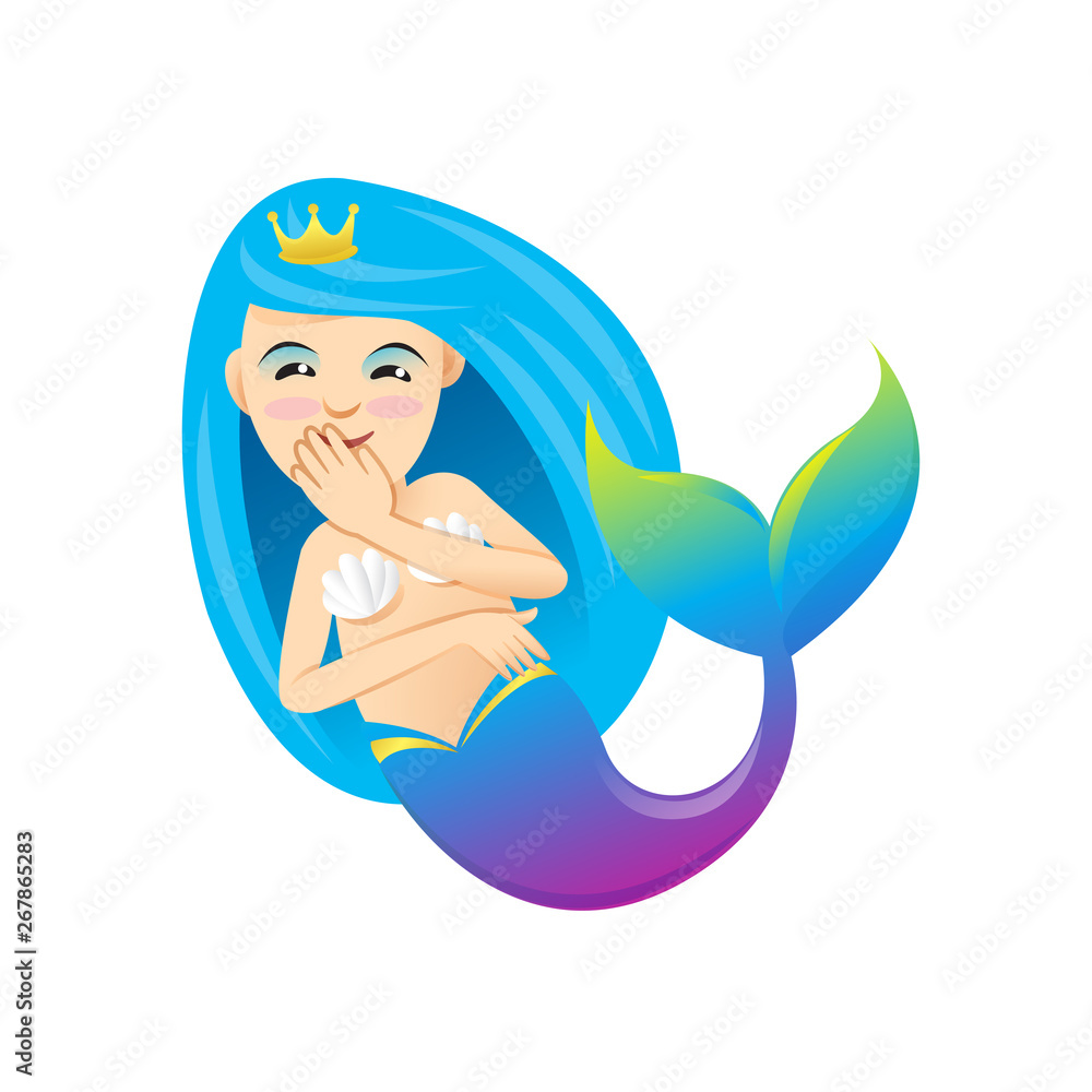 mermaid cartoon character cute isolated on white background, beautiful mermaid  cartoon characters cute, clip art mermaid blue lovely and funny, clipart  mermaid mascot cartoon purple blue Stock Vector | Adobe Stock