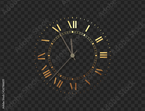 Gold clock, five minutes to midnight photo