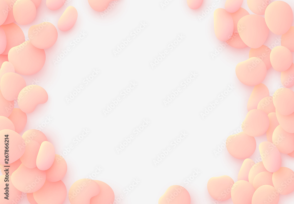 Pink Bright soft background. Design elements of the liquid rounded plastic shapes, smooth sea stones, Flat Liquid splash bubble.
