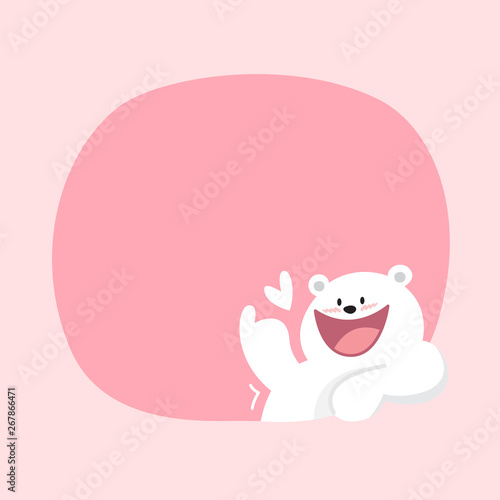 white bear cartoon character cute on pink pastel color background for banner copy space empty, white bear on speech bubble template, empty banner teddy bear mascot cartoon beautiful