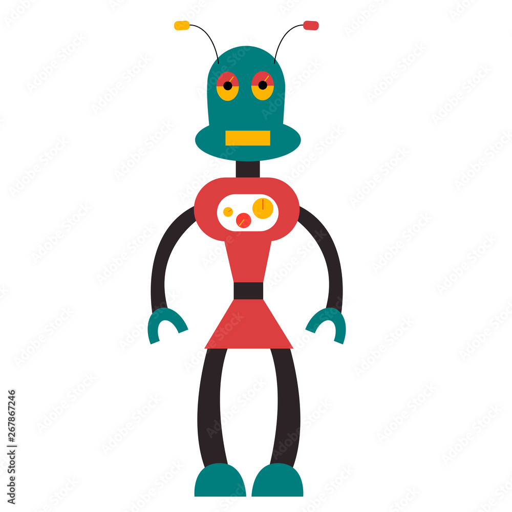 Robot girl flat character. Isolated stock vector illustration Robot girl flat character. Isolated stock vector illustration